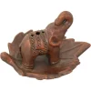 Ceramic/Terra Cotta Elephant on a Leaf Incense Holder