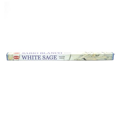 HEM brand incense sticks - white sage scent, 8g (about 8 sticks) per box.