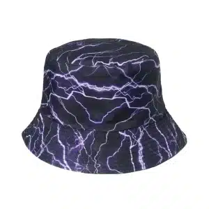 Black And Purple Lightning Bucket Hat - Reversible