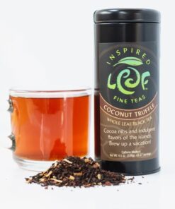 Coconut Truffle Tea - Inspired Leaf Loose leaf tea We blend in honeybush, dried apples and natural flavors to add a hint of sweetness. Coconut Truffle is a customer favorite as well as a go to blend. Try it with milk and honey for an extra treat. Enjoy! Ingredients: Black Tea, cocoa beans, coconut, organic honeybush, natural flavors, apple (citric acid), chocolate flakes, sea salt, vanilla. Allergen Notice: Contains coconut and dairy.