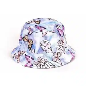 Blue Butterfly Bucket Hat - Reversible