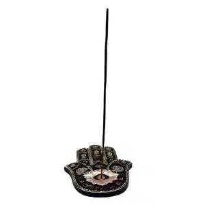 Gold/Black Hamsa Hand Flat Incense Burner