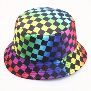 Alternative view of Colorful Checkerboard Bucket Hat - Reversible