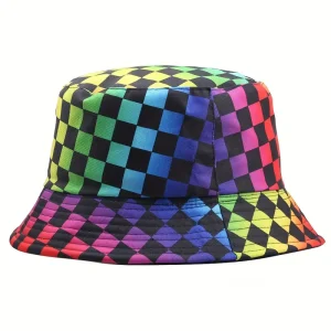 Colorful Checkerboard Bucket Hat - Reversible