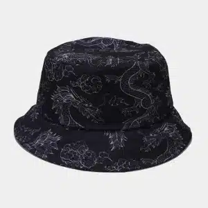 Black Chinese Dragon Bucket Hat - Reversible