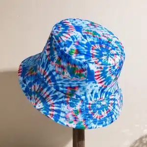 Blue Tie Dye Bucket Hat - Reversible