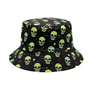 Green Skulls Bucket Hat - Reversible