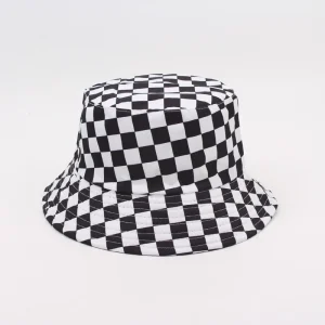 Black and White Checkerboard Bucket Hat