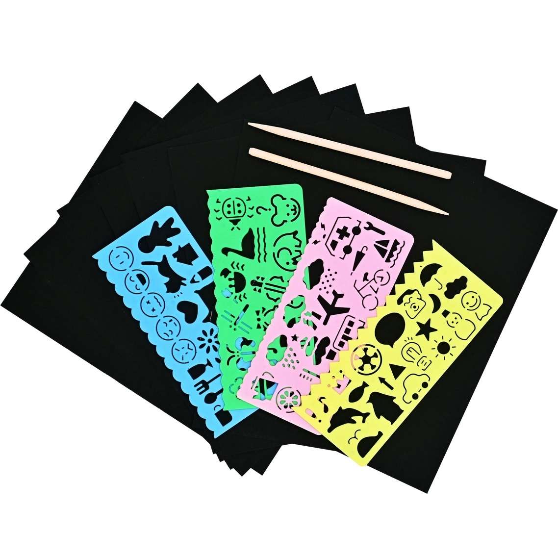 Deluxe Scratch and Sketch Kit (50 Assorted Sheets with Bonus Stencils) - Image 2