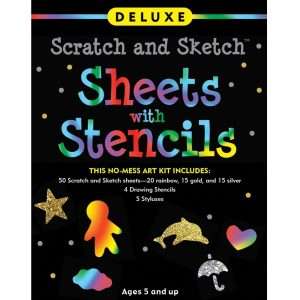 Deluxe Scratch and Sketch Kit (50 Assorted Sheets with Bonus Stencils)