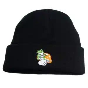Black Mushroom Frog Beanie Cap