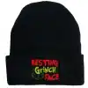 Resting Grinch Face Beanie Cap (Black)
