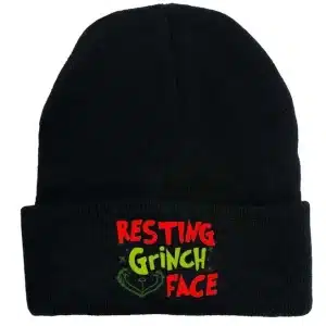 Resting Grinch Face Beanie Cap (Black)