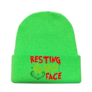 Resting Grinch Face Beanie Cap (Green)