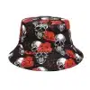 Dark Skulls and Roses Bucket Hat - Reversible