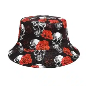 Dark Skulls and Roses Bucket Hat - Reversible