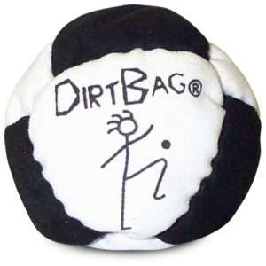 White and black Dirtbag Classic footbag