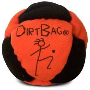 Orange and black Dirtbag Classic footbag