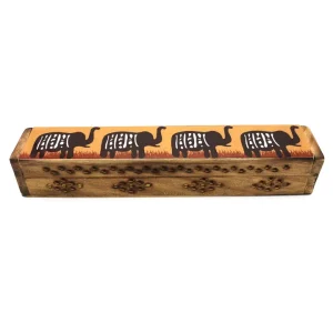 Incense Burner Box, Wooden - Elephants