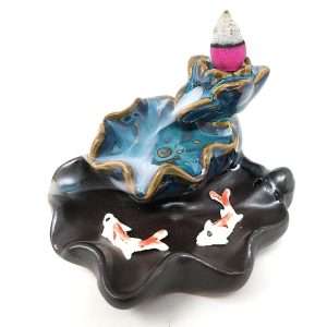 Single Lotus Waterfall Koi Incense Burner
