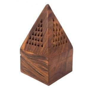 Alternative view of Wooden Temple Cone-Charcoal Burner - 5" Tall