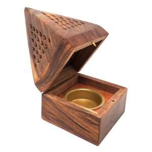 Wooden Temple Cone-Charcoal Burner - 5" Tall