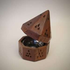 Wooden Temple Cone-Charcoal Burner - 5.5" Tall